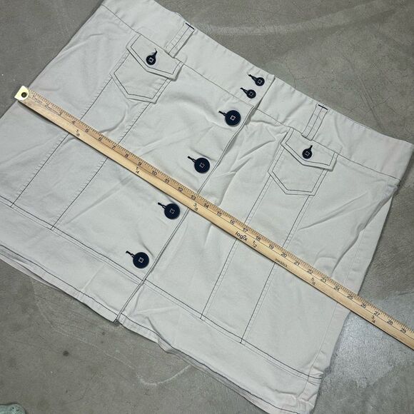 LL Bean Size 20 Beige Canvas A-Line Visible Stitching Button Front Skirt Y2K - Picture 5 of 10